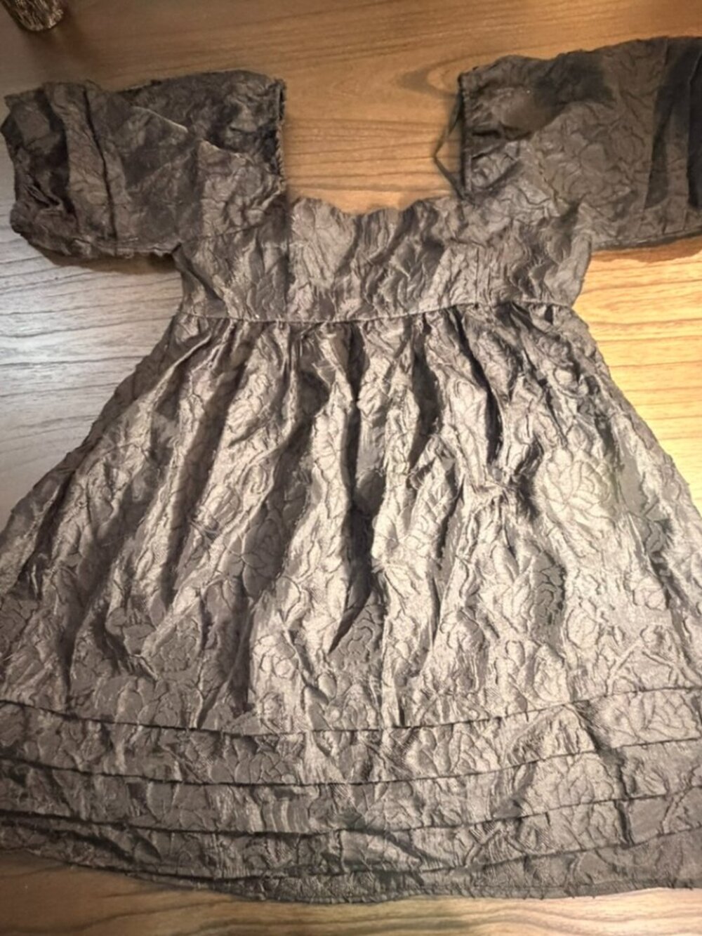 Altar'd State Black Floral Puff Sleeve Mini Dress